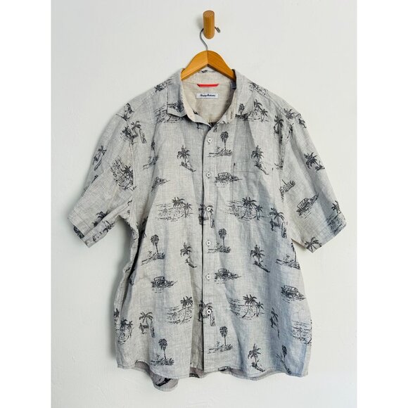 TOMMY BAHAMA Mens XL 100% Linen Short Sleeve Button Down Shirt - Picture 2 of 11